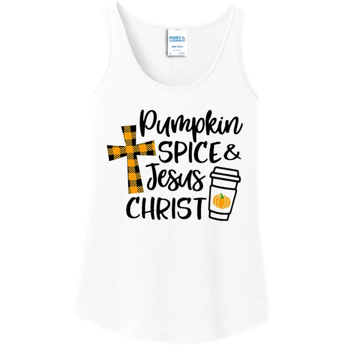 Hello Fall Pumpkin Spice & Jesus Christ Fall Christian Gift Ladies Essential Tank