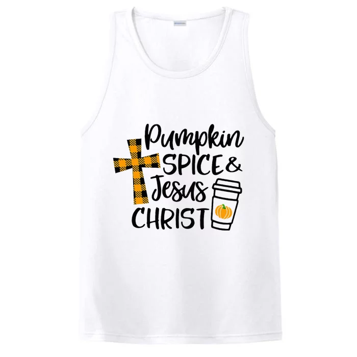 Hello Fall Pumpkin Spice & Jesus Christ Fall Christian Gift Performance Tank