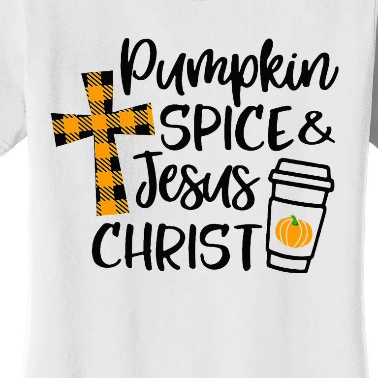 Hello Fall Pumpkin Spice & Jesus Christ Fall Christian Gift Women's T-Shirt