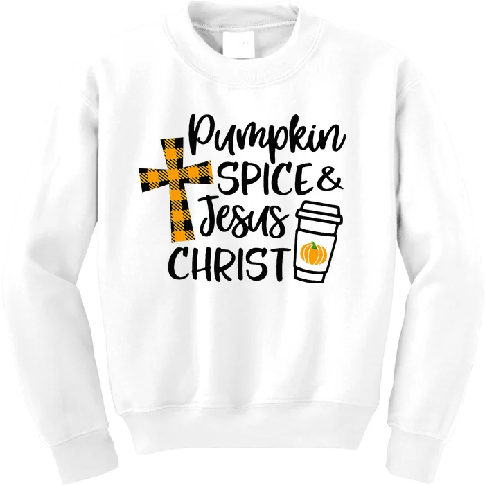 Hello Fall Pumpkin Spice & Jesus Christ Fall Christian Gift Kids Sweatshirt