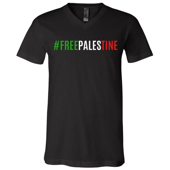 Hashtag Free Palestine Gaza V-Neck T-Shirt