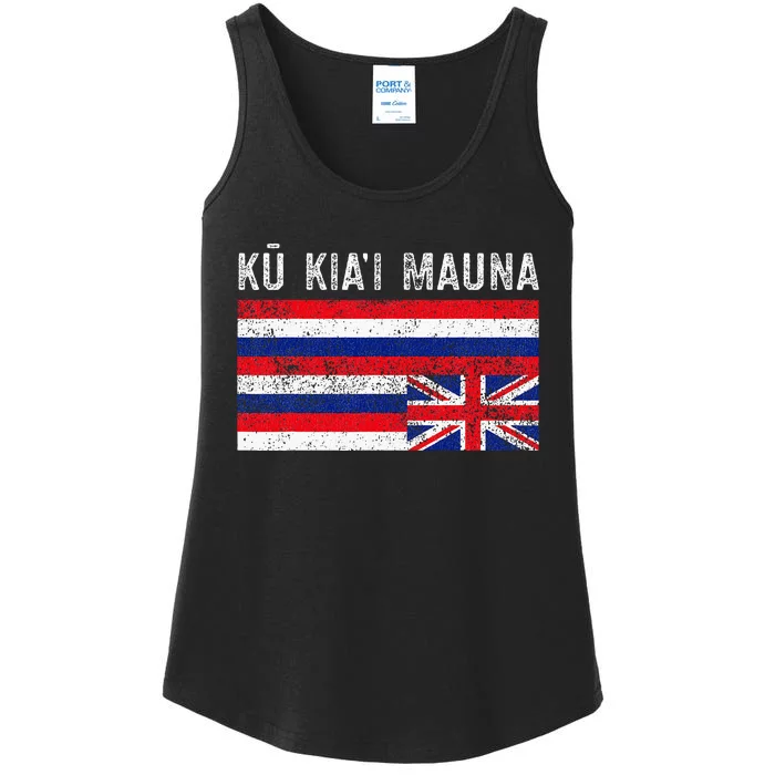 Hawaiian Flag Protest Protect Mauna Kea Ku Kiai Mauna Ladies Essential Tank