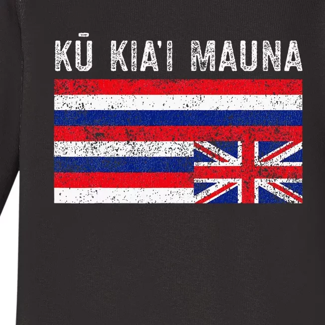 Hawaiian Flag Protest Protect Mauna Kea Ku Kiai Mauna Baby Long Sleeve Bodysuit