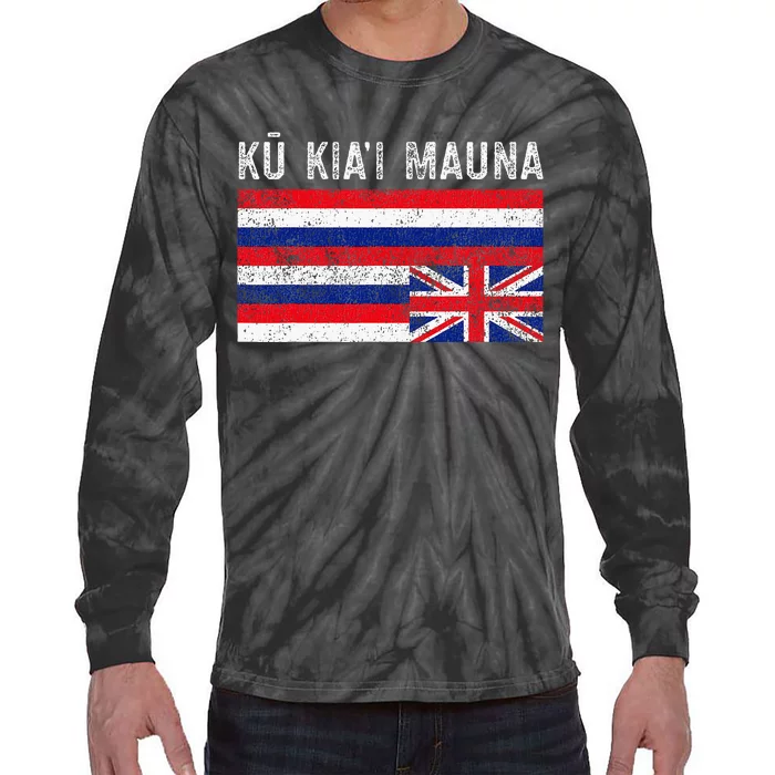 Hawaiian Flag Protest Protect Mauna Kea Ku Kiai Mauna Tie-Dye Long Sleeve Shirt