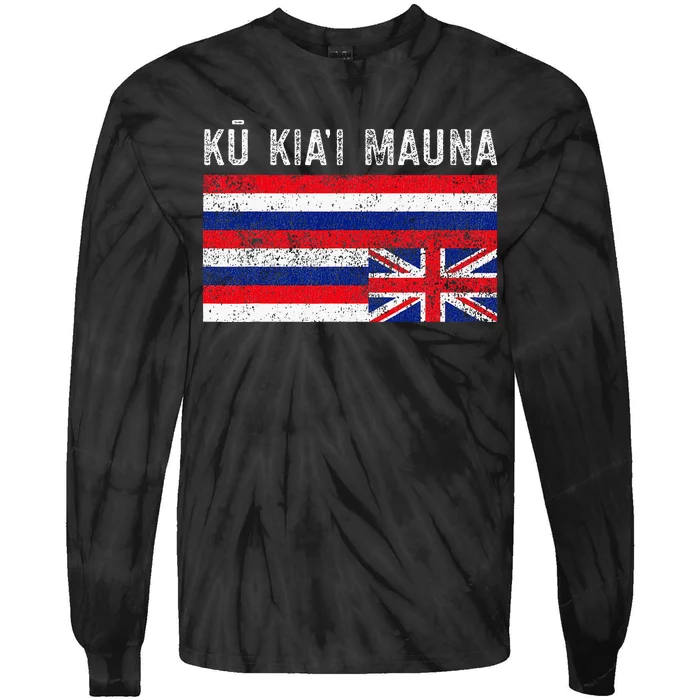 Hawaiian Flag Protest Protect Mauna Kea Ku Kiai Mauna Tie-Dye Long Sleeve Shirt