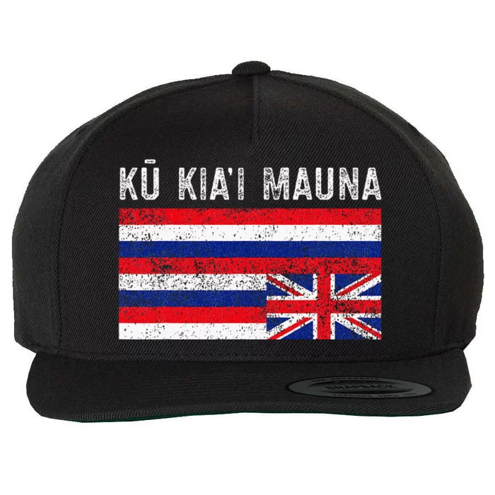 Hawaiian Flag Protest Protect Mauna Kea Ku Kiai Mauna Wool Snapback Cap