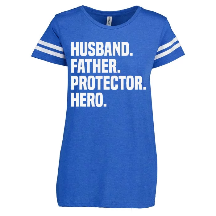 Husband Father Protector Hero Funny Fathers Day Enza Ladies Jersey Football T-Shirt