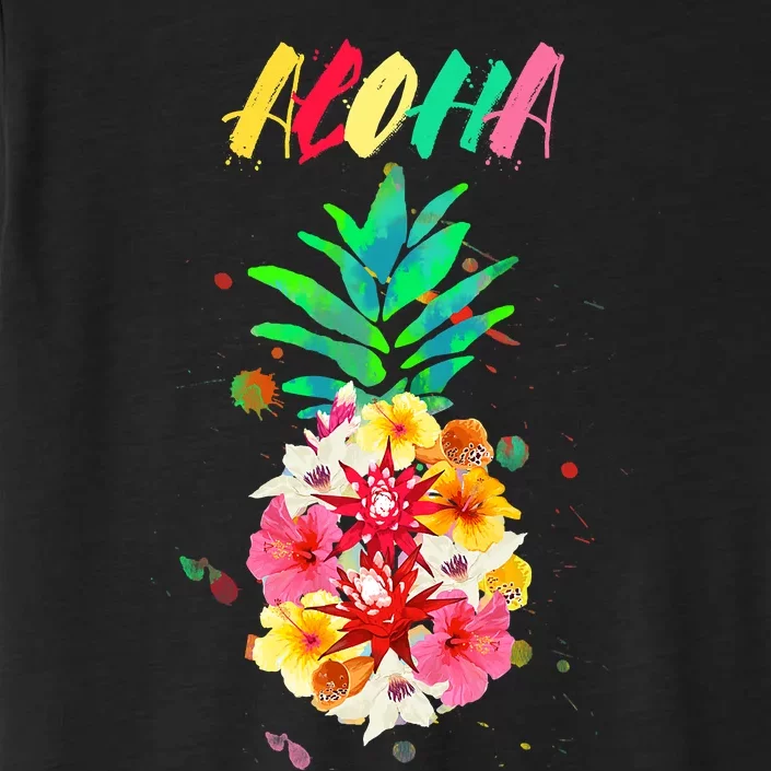 Hibiscus Flowers Pineapple Aloha Hawaii Luau Hawaiian ChromaSoft Performance T-Shirt