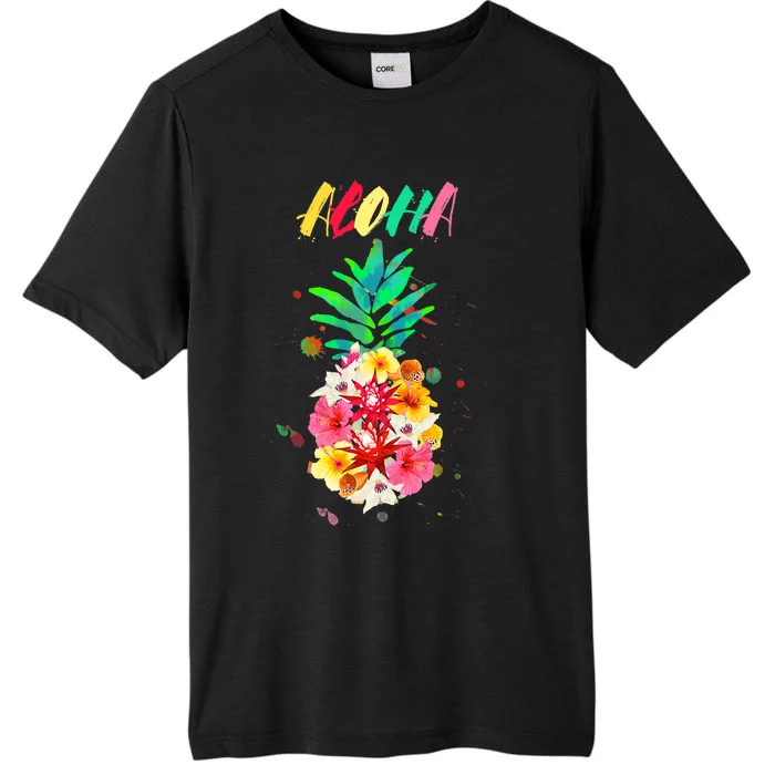 Hibiscus Flowers Pineapple Aloha Hawaii Luau Hawaiian ChromaSoft Performance T-Shirt