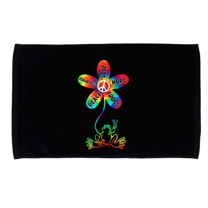 Hippie Frog Peace Love Hope Courage Tie Dye Peace Sign Gift Microfiber Hand Towel