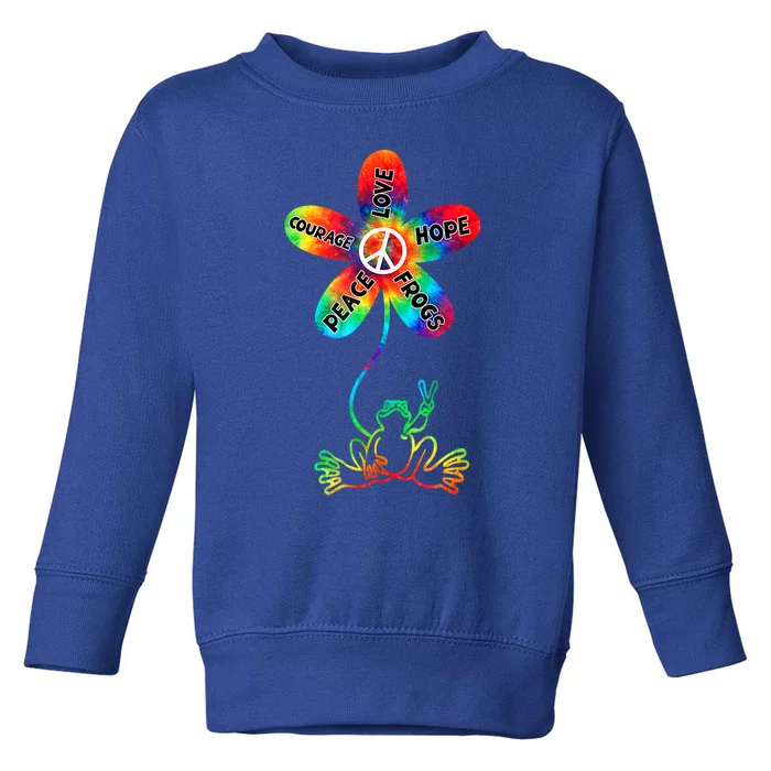 Hippie Frog Peace Love Hope Courage Tie Dye Peace Sign Gift Toddler Sweatshirt