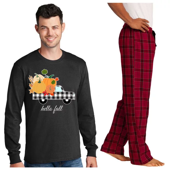 Hello Fall Pumpkin Patch Vintage Truck Long Sleeve Pajama Set