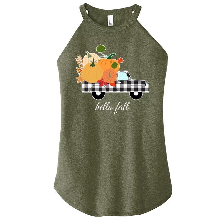 Hello Fall Pumpkin Patch Vintage Truck Women’s Perfect Tri Rocker Tank