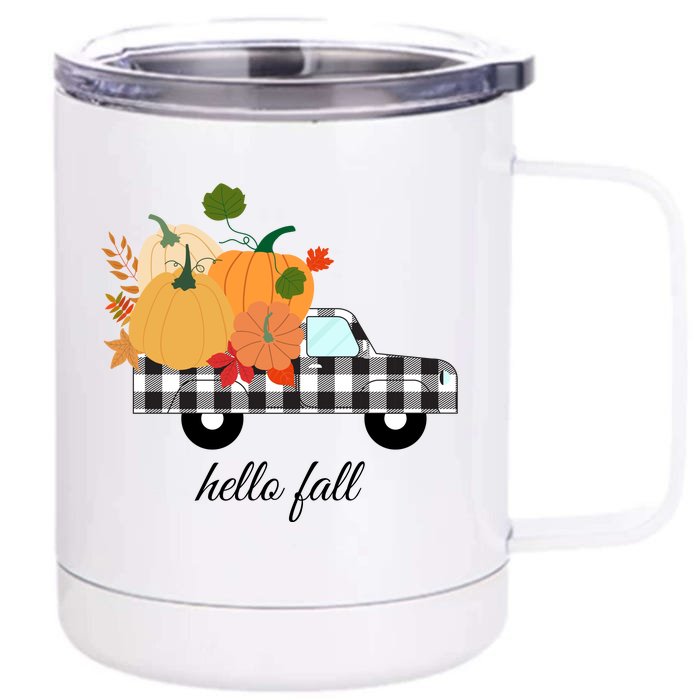 Hello Fall Pumpkin Patch Vintage Truck Front & Back 12oz Stainless Steel Tumbler Cup