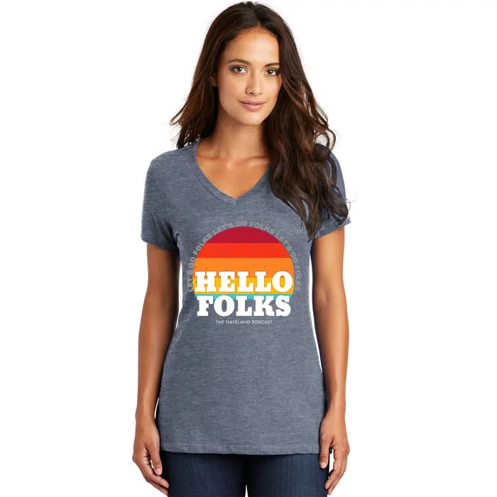 Hello Folks Premium Women's V-Neck T-Shirt