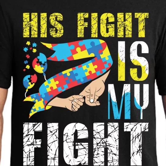 His Fight Puzzle April Ribbon Support Autism Awareness Gift Pajama Set