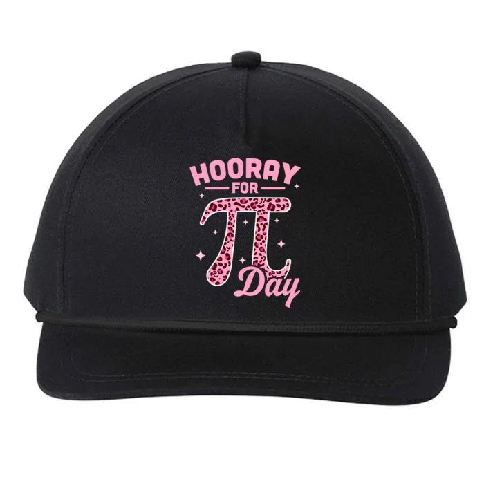 Hooray For Pi Day Funny Math Teachers Leopard Gift Pi Day Gift Snapback Five-Panel Rope Hat