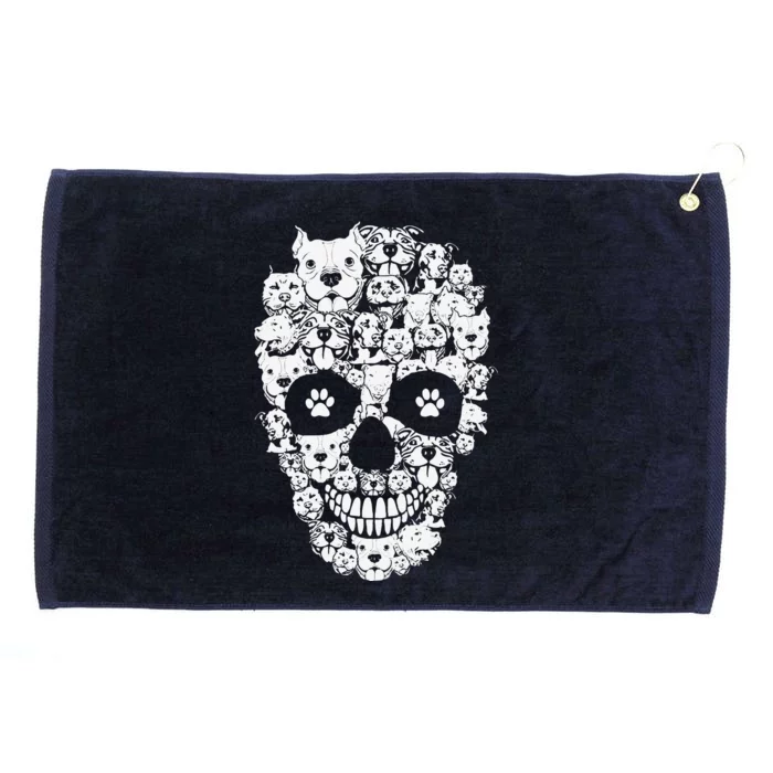 Halloween Funny Pitbull Dog Skull Pittie Skeleton Silhouette Grommeted Golf Towel