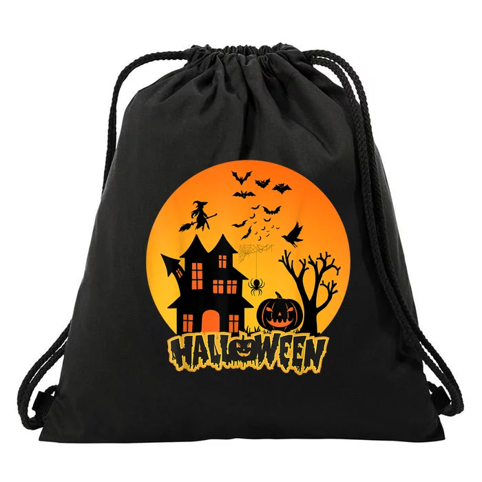 Halloween Funny Pumpkin Happy Halloween 2024 Thanksgiving Drawstring Bag