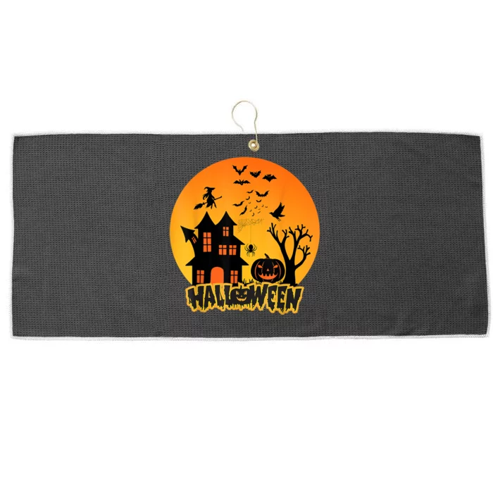 Halloween Funny Pumpkin Happy Halloween 2024 Thanksgiving Large Microfiber Waffle Golf Towel