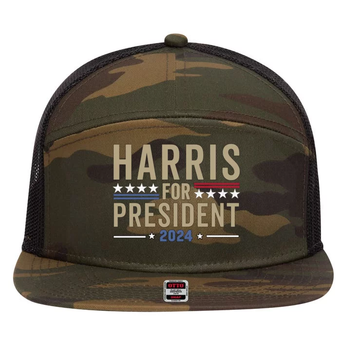 Harris For President 2024 Election 7 Panel Mesh Trucker Snapback Hat