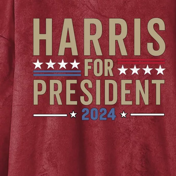 Harris For President 2024 Election Hooded Wearable Blanket