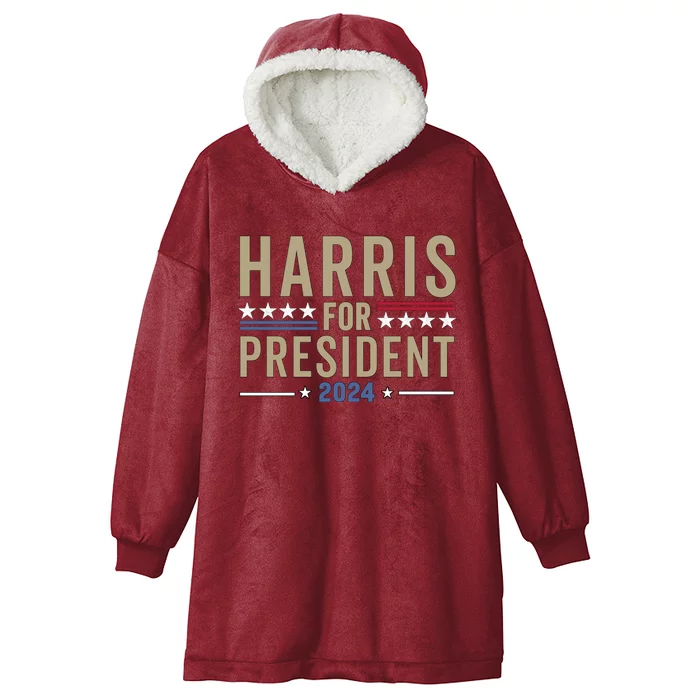 Harris For President 2024 Election Hooded Wearable Blanket