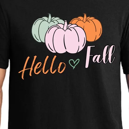 Hello Fall Pumpkin Thanksgiving Autumn Pajama Set