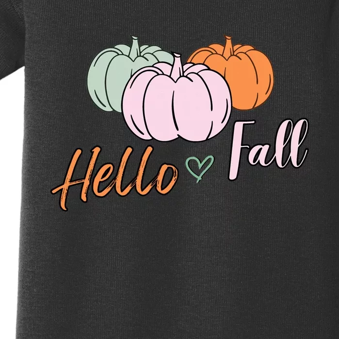 Hello Fall Pumpkin Thanksgiving Autumn Baby Bodysuit