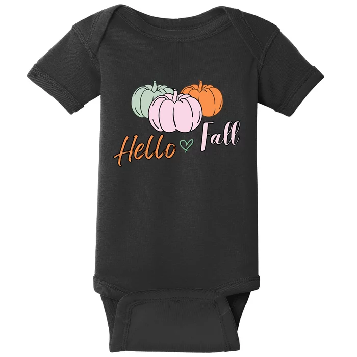 Hello Fall Pumpkin Thanksgiving Autumn Baby Bodysuit