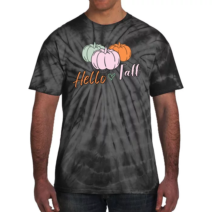 Hello Fall Pumpkin Thanksgiving Autumn Tie-Dye T-Shirt