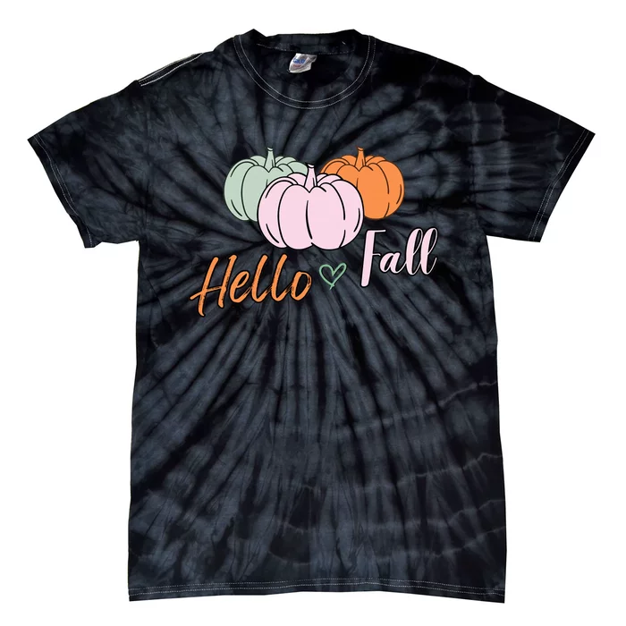 Hello Fall Pumpkin Thanksgiving Autumn Tie-Dye T-Shirt