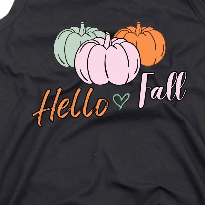 Hello Fall Pumpkin Thanksgiving Autumn Tank Top