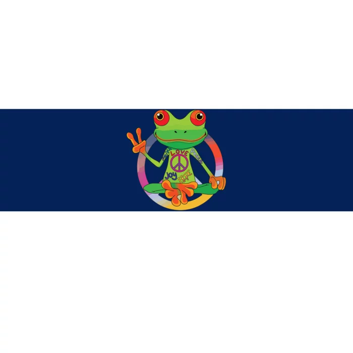 Hippie Frog Peace Sign Yoga Frogs Hippies 70s Bumper Sticker