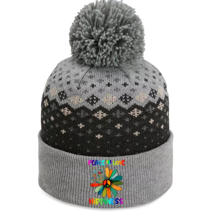 Hippie Flower Peace Soul Love Happy The Baniff Cuffed Pom Beanie