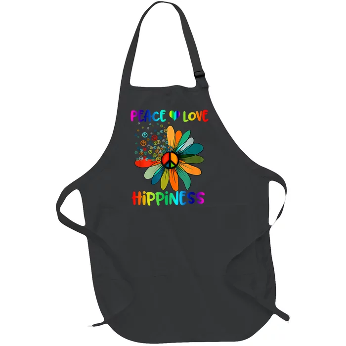 Hippie Flower Peace Soul Love Happy Full-Length Apron With Pocket