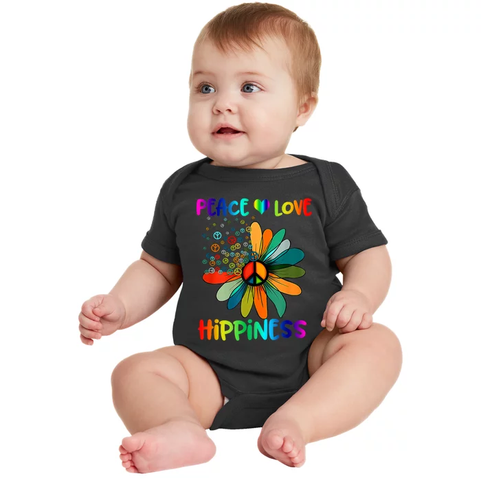 Hippie Flower Peace Soul Love Happy Baby Bodysuit