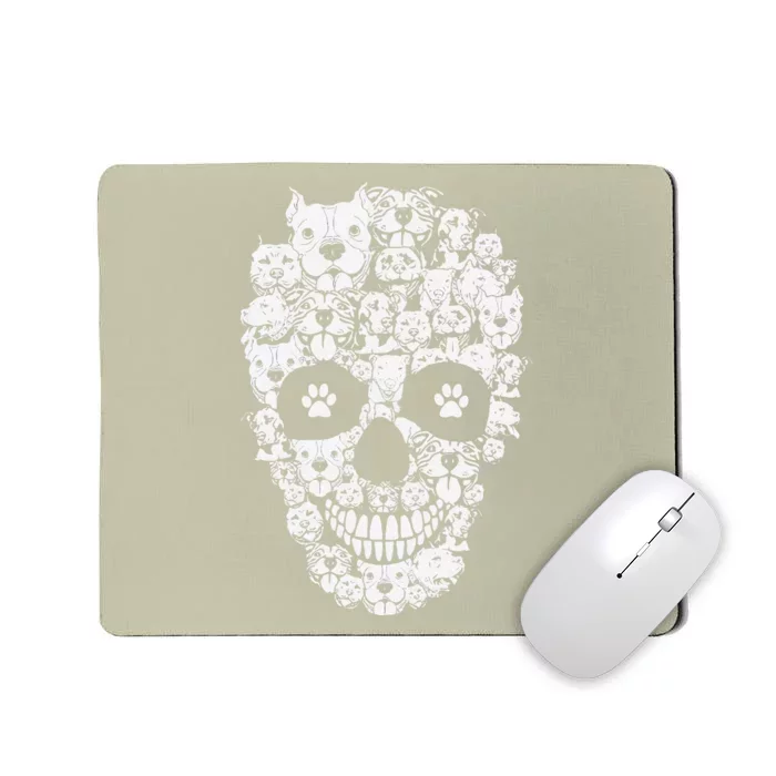 Halloween Funny Pitbull Dog Skull Pittie Skeleton Silhouette Mousepad