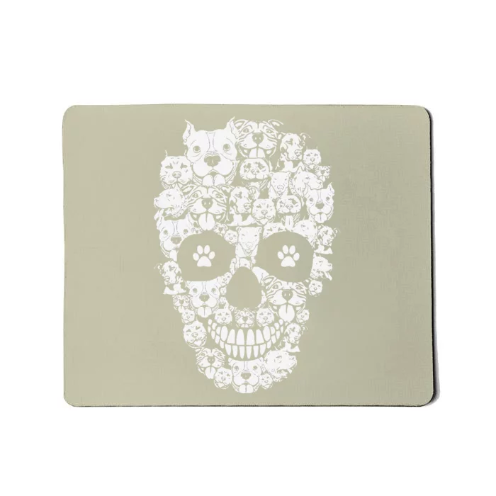 Halloween Funny Pitbull Dog Skull Pittie Skeleton Silhouette Mousepad