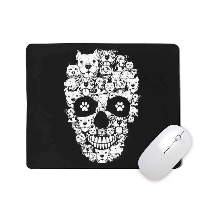 Halloween Funny Pitbull Dog Skull Pittie Skeleton Silhouette Mousepad