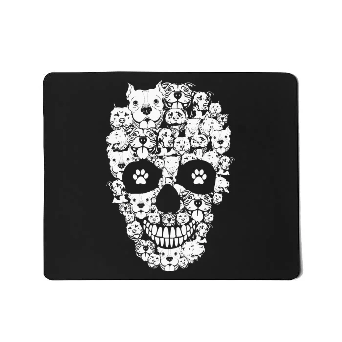 Halloween Funny Pitbull Dog Skull Pittie Skeleton Silhouette Mousepad