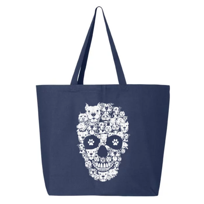 Halloween Funny Pitbull Dog Skull Pittie Skeleton Silhouette 25L Jumbo Tote