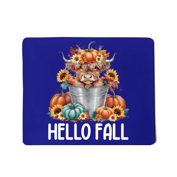 Hello Fall Pumpkin Highland Cow Harvest Season Autumn Cute Gift Mousepad