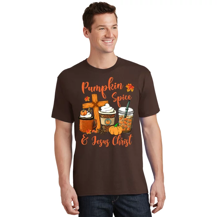 Hello Fall Pumpkin Spice & Jesus Christ Fall Christian Gift T-Shirt