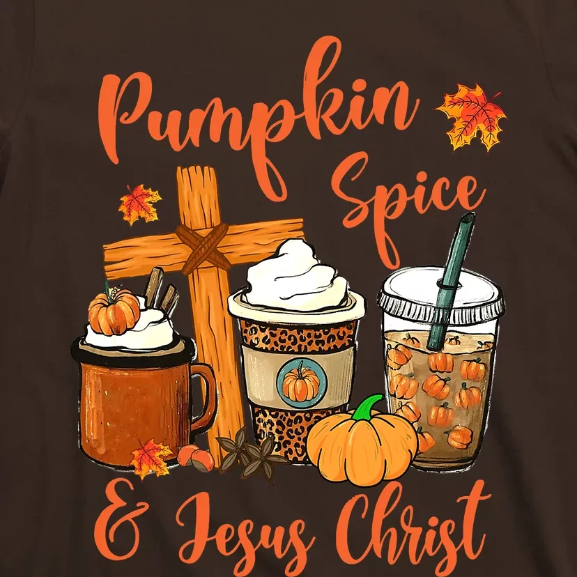 Hello Fall Pumpkin Spice & Jesus Christ Fall Christian Gift T-Shirt