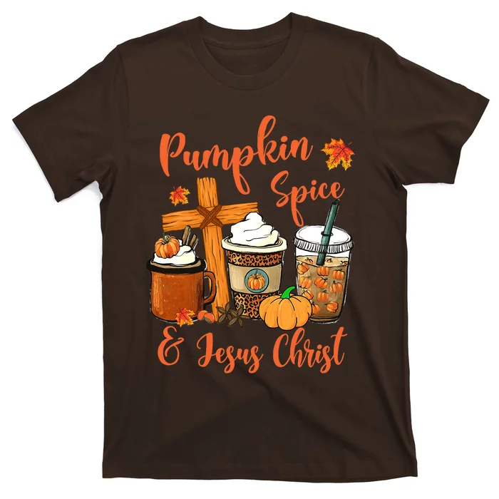 Hello Fall Pumpkin Spice & Jesus Christ Fall Christian Gift T-Shirt