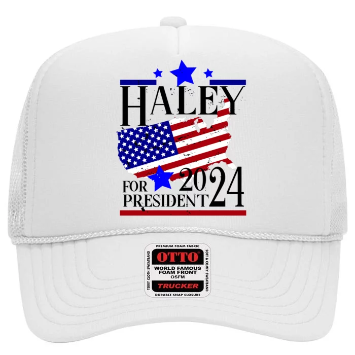 Haley For President 2024 High Crown Mesh Trucker Hat