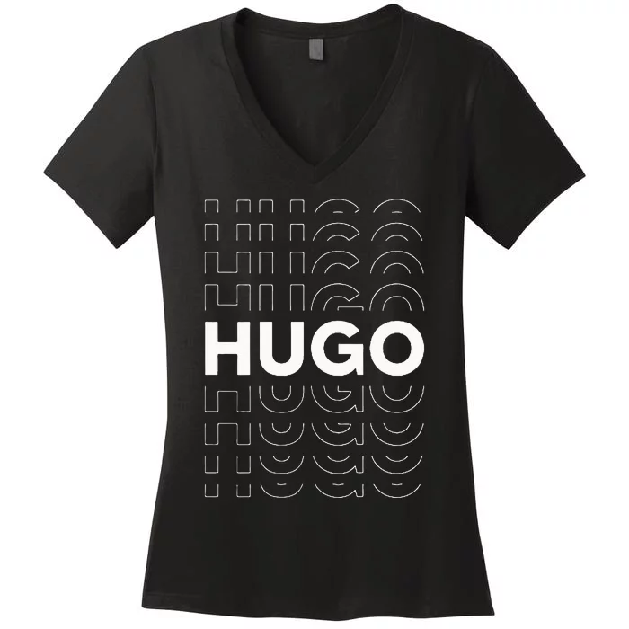 Hugo Funny Personalized Name Hugo Women's V-Neck T-Shirt