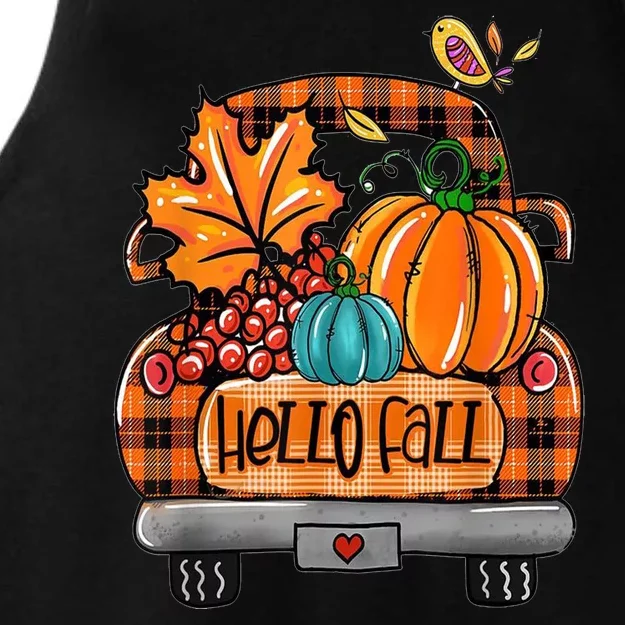 Hello Fall Pumpkin Truck Cute Ladies Tri-Blend Wicking Tank