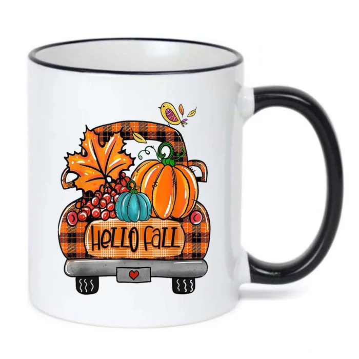 Hello Fall Pumpkin Truck Cute Black Color Changing Mug